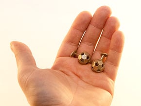 Soccer Cufflinks in Polished Bronzed Silver Steel