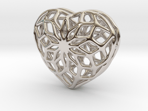 Valentine Heart - Big in Rhodium Plated Brass