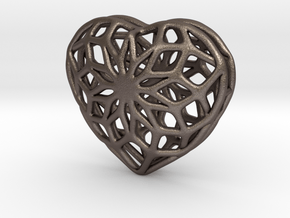 Valentine Heart - Big in Polished Bronzed Silver Steel