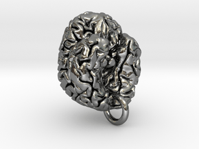 Human brain in Fine Detail Polished Silver