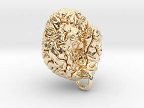 Human brain in 14k Gold Plated Brass