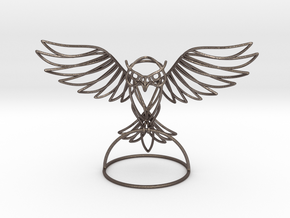 WireFrame Owl in Polished Bronzed Silver Steel