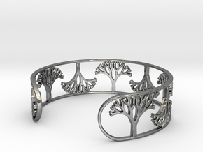 Natural Tree Bracelet 7in (18cm)  in Fine Detail Polished Silver