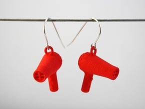 Hair Dryer Earrings in Red Processed Versatile Plastic