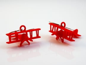 Biplane Earrings in Red Processed Versatile Plastic