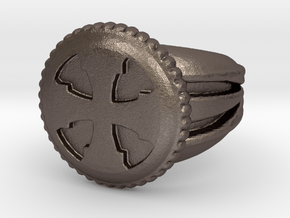 VargheimCross Ring Alfa in Polished Bronzed Silver Steel