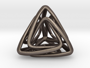Twisted Tetrahedron in Polished Bronzed Silver Steel
