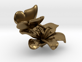 Butterfly And Lily Flower - S in Polished Bronze