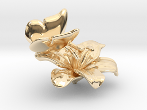 Butterfly And Lily Flower - S in 14k Gold Plated Brass