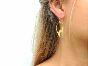Cute Monkey Earrings in 14k Gold Plated Brass