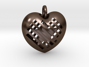 Heart & Star Pendant - wide slot in Polished Bronze Steel