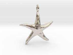 Star Fish With Ring in Rhodium Plated Brass