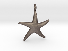 Star Fish With Ring in Polished Bronzed Silver Steel