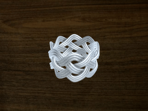 Turk's Head Knot Ring 4 Part X 8 Bight - Size 7 in White Natural Versatile Plastic