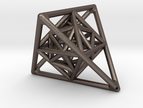 Tetrahedron with Octahedron and Icosahedron in Polished Bronzed Silver Steel