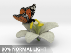 Butterfly And Lily Flower - L in Full Color Sandstone
