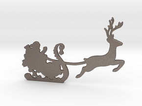 Santa Wall Decal in Polished Bronzed Silver Steel