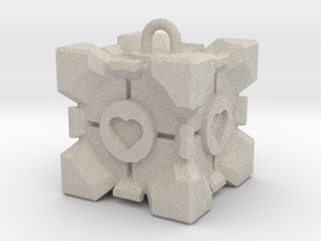 Companion Cube Pendant in Natural Sandstone