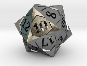 'Starry' D20 Balanced Gaming Die in Polished Silver