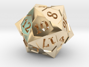 'Starry' D20 Balanced Gaming Die in 14k Gold Plated Brass