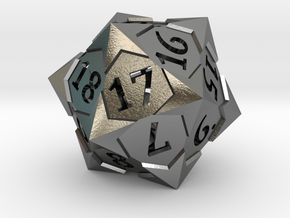 'Starry' D20 Spindown Life Counter Die in Polished Silver