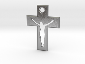 Crucifix Alfa 4x3cm in Natural Silver