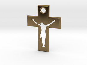 Crucifix Alfa 4x3cm in Polished Bronze