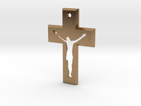 Crucifix Beta 3x2cm in Natural Brass