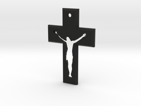 Crucifix Beta 3x2cm in Black Natural Versatile Plastic