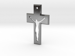 Crucifix Gamma 5x3cm in Polished Silver