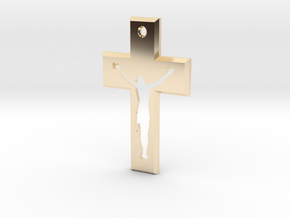 Crucifix Gamma 5x3cm in 14k Gold Plated Brass
