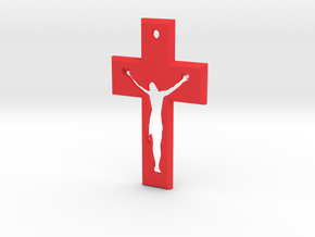 Crucifix Gamma 5x3cm in Red Processed Versatile Plastic