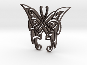Butterfly Pendant in Polished Bronzed Silver Steel