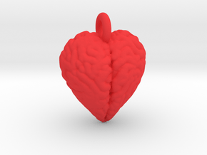 Brain Heart pendant / earring in Red Processed Versatile Plastic