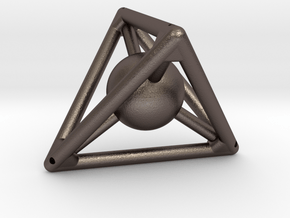 Small Tetra with Sphere (small reinf.) in Polished Bronzed Silver Steel