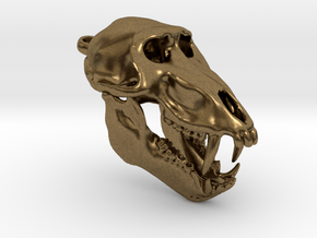 Baboon Skull Pendant (Open Jaw) in Natural Bronze
