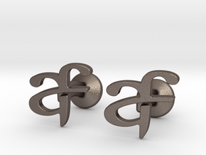 Custom Logo Cufflinks in Polished Bronzed Silver Steel