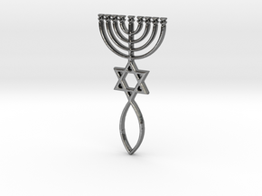 Messianic Seal Pendant in Fine Detail Polished Silver