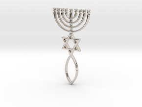 Messianic Seal Pendant in Rhodium Plated Brass