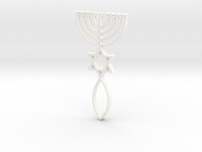 Messianic Seal Pendant in White Processed Versatile Plastic