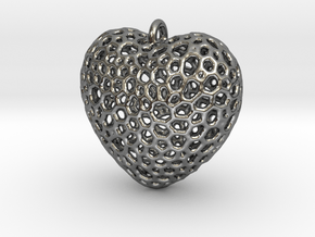 Heart Pendant #1 in Fine Detail Polished Silver