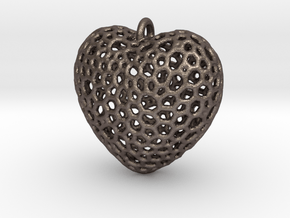 Heart Pendant #1 in Polished Bronzed Silver Steel