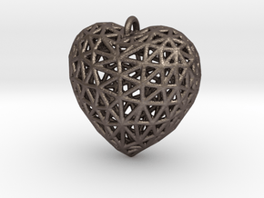 Heart Pendant #2 in Polished Bronzed Silver Steel