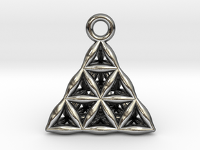 Flower Of Life Tetrahedron Pendant in Polished Silver