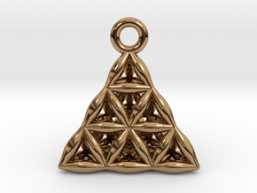 Flower Of Life Tetrahedron Pendant in Polished Brass