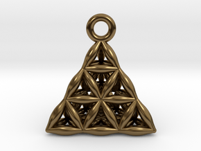 Flower Of Life Tetrahedron Pendant in Polished Bronze