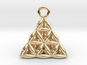 Flower Of Life Tetrahedron Pendant in 14k Gold Plated Brass