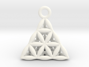 Flower Of Life Tetrahedron Pendant in White Processed Versatile Plastic