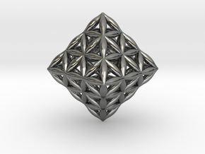 Flower Of Life Octahedron in Fine Detail Polished Silver