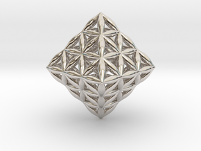 Flower Of Life Octahedron in Rhodium Plated Brass
